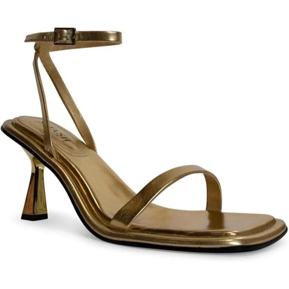 Metallic Gold Ankle-Strap Sandal